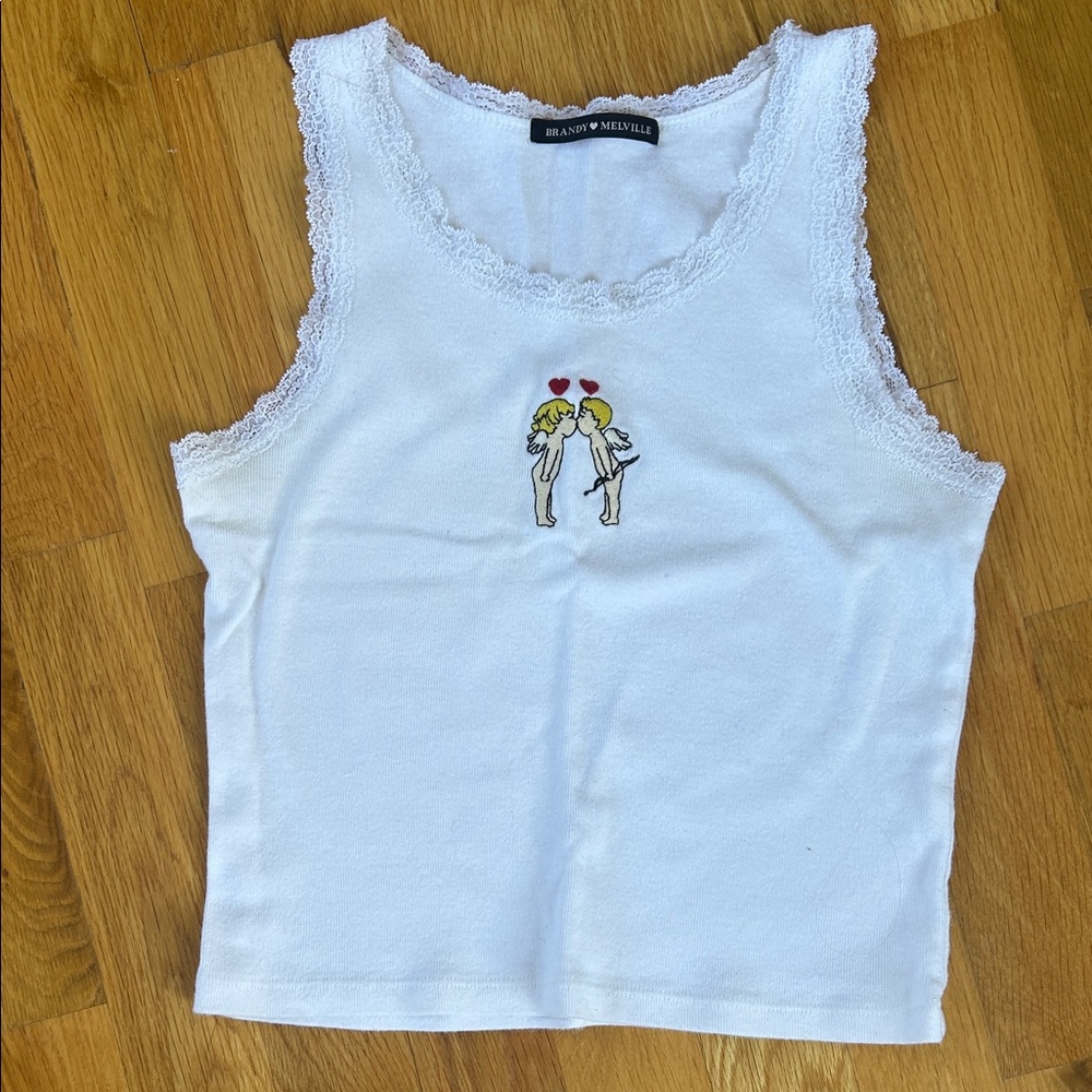 Brandy Melville Angel White Lace Tank